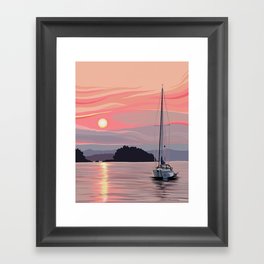 Smooth Sailboat Sunset Framed Art Print