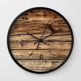 Old weathered pine wood Wall Clock
