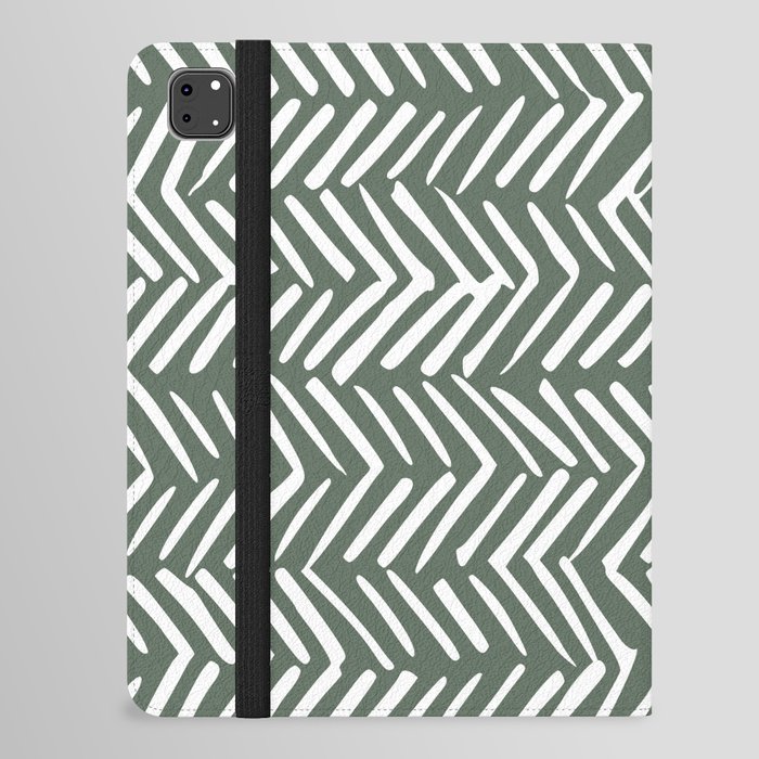 Rustic Herringbone, Dark Green iPad Folio Case