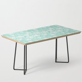 Modern Elegant Mint Green White Abstract Floral Coffee Table