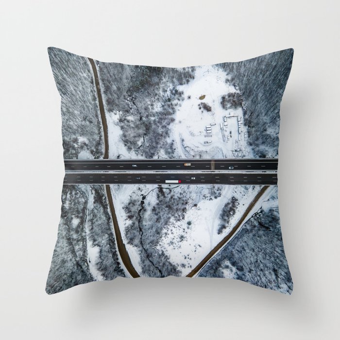 Highway from above Throw Pillow