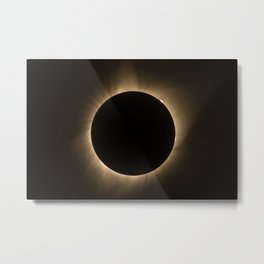Flares - Total Solar Eclipse with Subdued Corona and Sun Bursts Metal Print | Science, Print, Sun, Corona, Sky, Total, Fineart, Dark, Moon, Photo 
