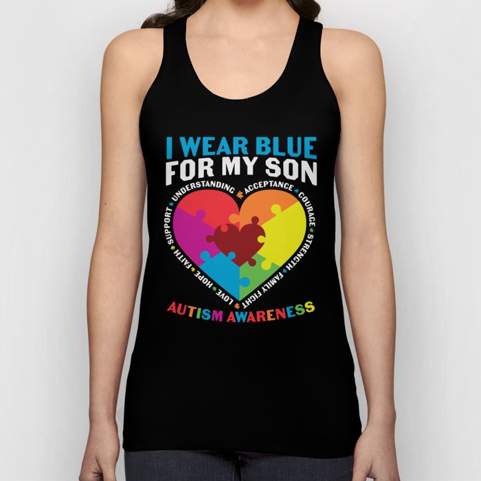 I Wear Blue For My Son Autism Awareness Tank Top