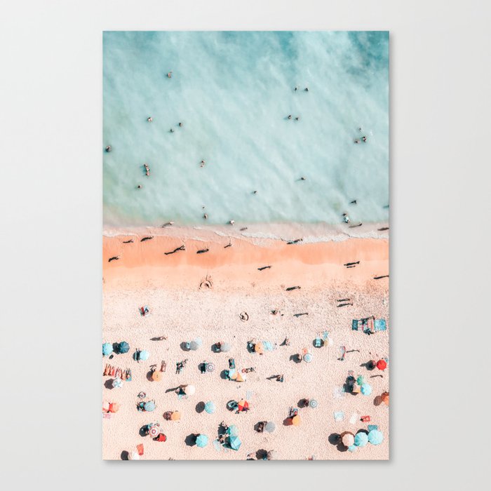 People On Beach, Australia Beach, Aerial Beach Photography, Ocean Print, Ocean Wall Art Print Canvas Print
