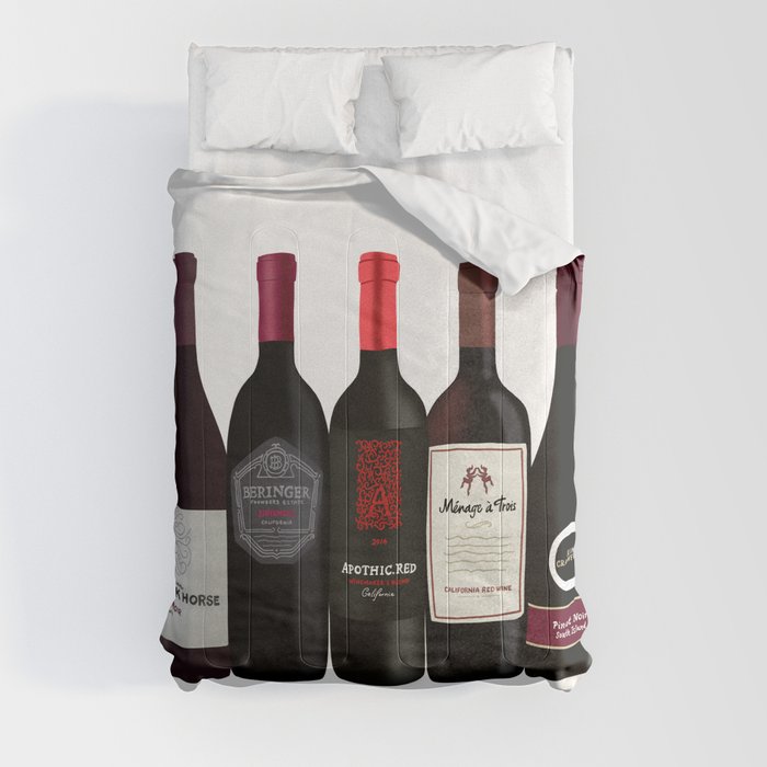 Red Wine Bottles Comforter