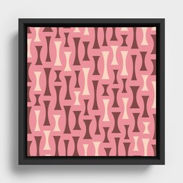 Retro Mid Century Modern Abstract Pattern 631 Brown Pink and Beige Framed Canvas