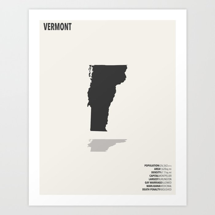 Vermont Map Art Print