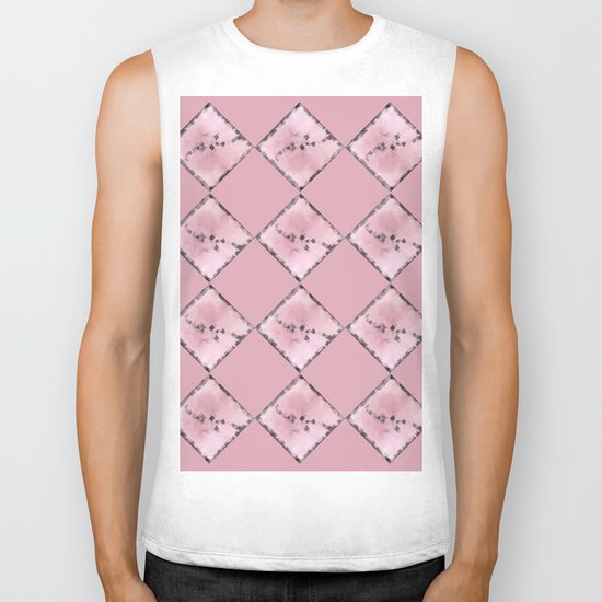 PINK SQUARE PATTERN #1 #decor #art #society6 Biker Tank