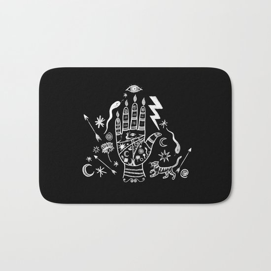 Spiritual Hand Black and White Bath Mat