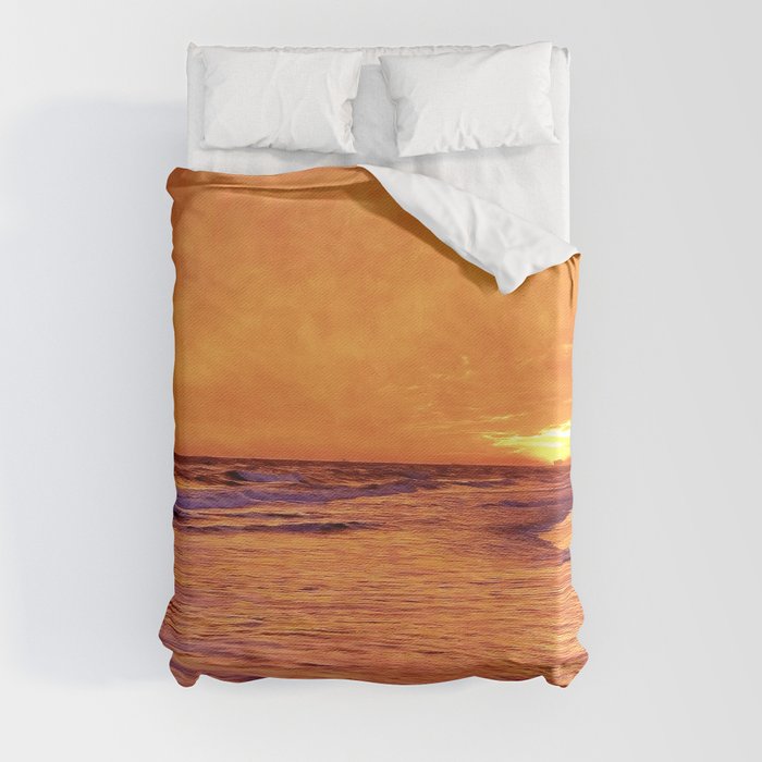 The Golden Phoenix Rises at Sunset Duvet Cover