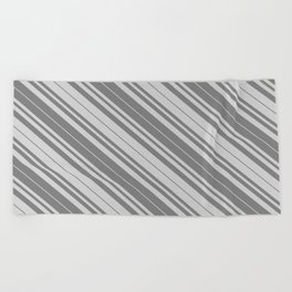 [ Thumbnail: Gray & Light Grey Colored Lined Pattern Beach Towel ]