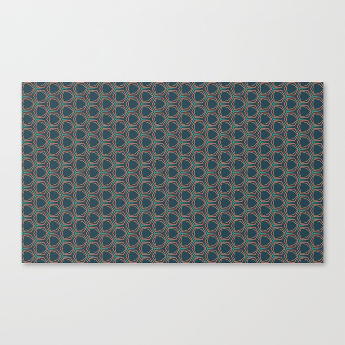 Geometric pattern no.5 with colored hexagonal shapes (yellow, blue, orange) Canvas Print