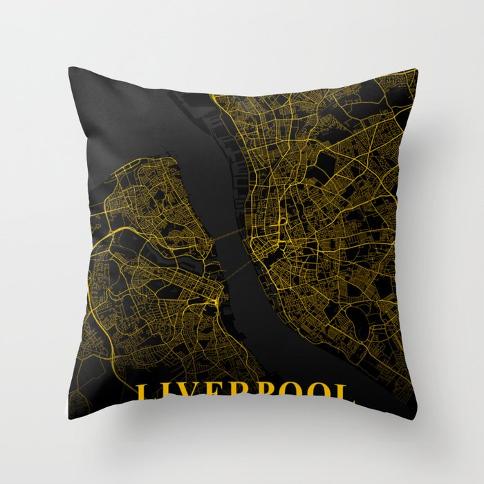 Liverpool map Throw Pillow