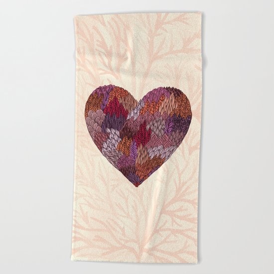 Pink Heart Beach Towel