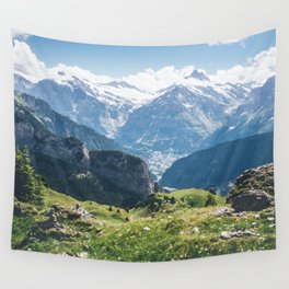 Swiss Alps Summer Landscape - Nature Photography - Jungfrau Mountain Peak Wall Tapestry