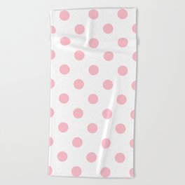 Polka Dots - Pink on White Beach Towel