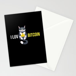 I Luv Bitcoin Cat Cryptocurrency Btc Cat Stationery Card