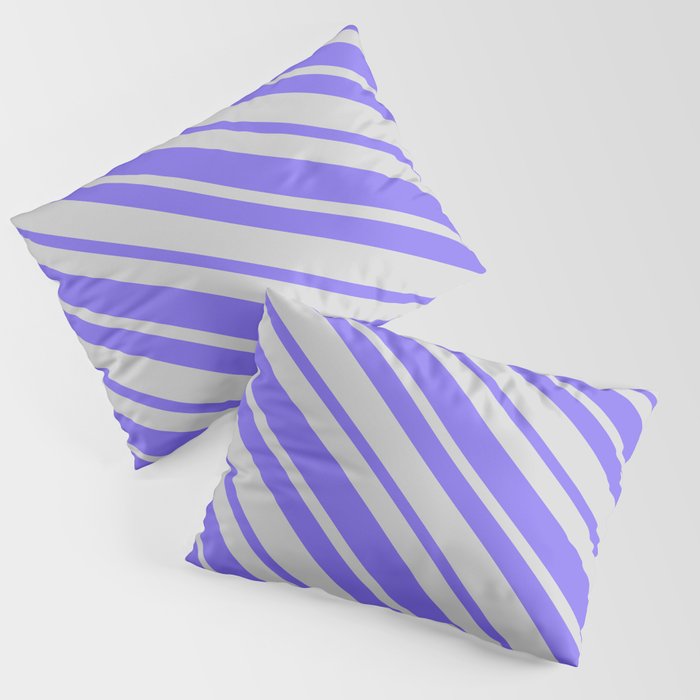 Light Gray & Medium Slate Blue Colored Stripes Pattern Pillow Sham