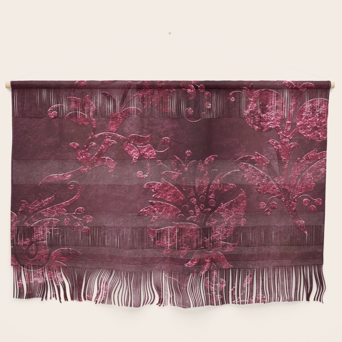 Embossed Claret Velvet Wall Hanging - Unique Art