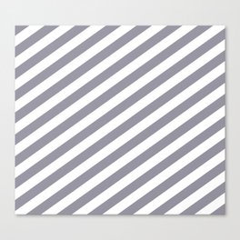 Pantone Lilac Gray & White Stripes Fat Angled Lines - Stripe Pattern Canvas Print