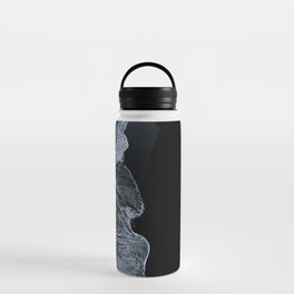 Waves on a black sand beach in iceland - minimalist Landscape Photography Water Bottle