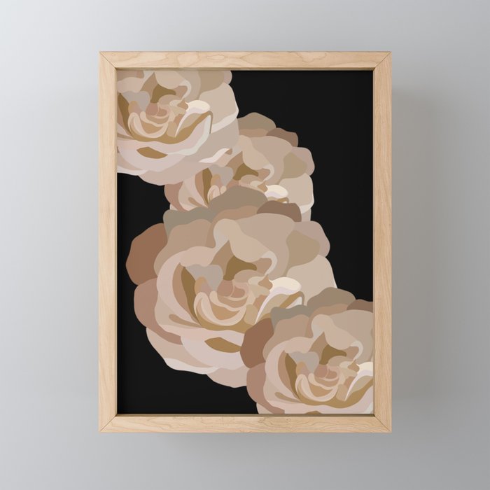 Neutral Flowers  Framed Mini Art Print