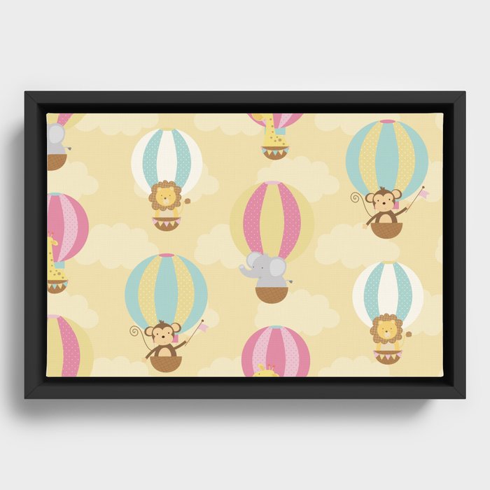 Amazing Pink Air Balloons Design Framed Canvas