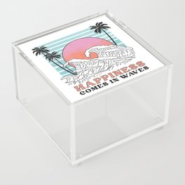 Happiness Comes In Waves Retro Summer Acrylic Box