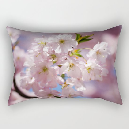 Pastel Pink flower blossom branch Rectangular Pillow