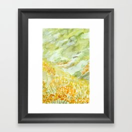 watercolor landscape // california flower fields meadow poppy poppies Framed Art Print