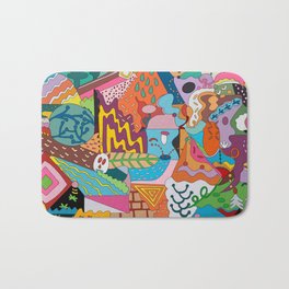 Neofauve Zosen y Mina Street Art Bath Mat | Colourful, Print, Abstract, Stencil, Vector, Drafting, Cartoon, Pattern, Geometric, Comic 