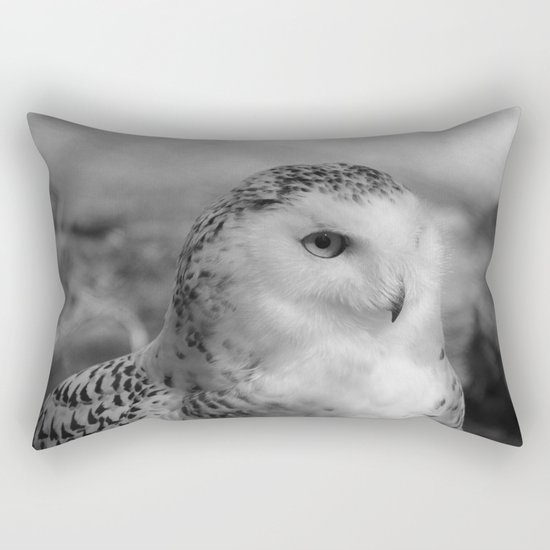Snowy Owl - B & W Rectangular Pillow
