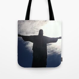 Brazil Photography - Christ The Redeemer Under The Cloudy Sky Tote Bag