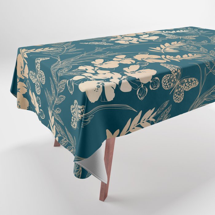 Exotic Florals and Butterflies Tablecloth