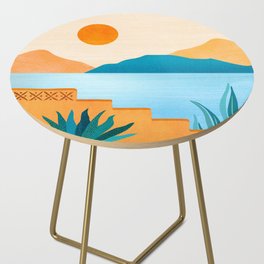 Cabo Desert Landscape Illustration Side Table