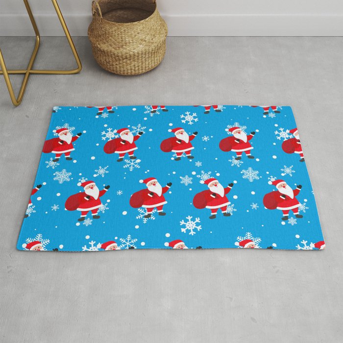 Bear Seamless Pattern Christmas Vector Santa Claus Hat Cartoon Scarf Isolated Repeat Wallpaper Teddy Tile Background Illustration Doodle Design 02 Rug