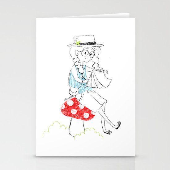 Girl drawing. Stationery Cards