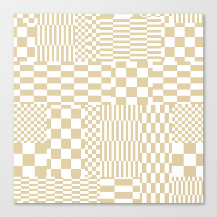 Glitchy Checkers // Sand Canvas Print