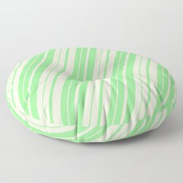 [ Thumbnail: Light Green & Beige Colored Stripes Pattern Floor Pillow ]