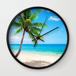 palm tree by the beach Wall Clock