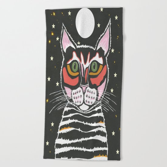 Moon Cat Beach Towel