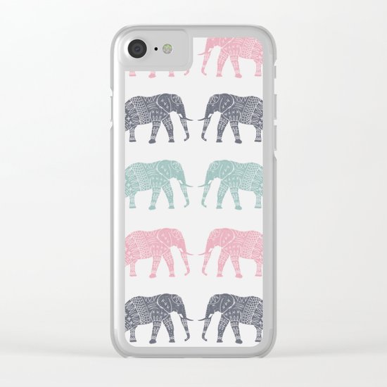 Elephant Pattern Clear iPhone Case