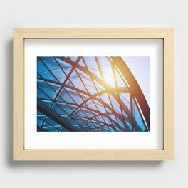 Abstract modern glass roof of Hamburg metro station Recessed Framed Print