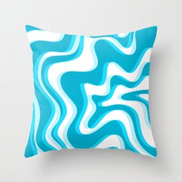  Trippy Glitch Retro Liquid Swirl Abstract Pattern Blue Throw Pillow