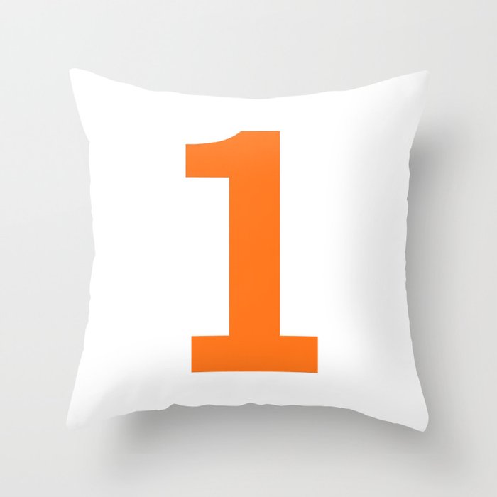 Number 1 (Orange & White) Throw Pillow