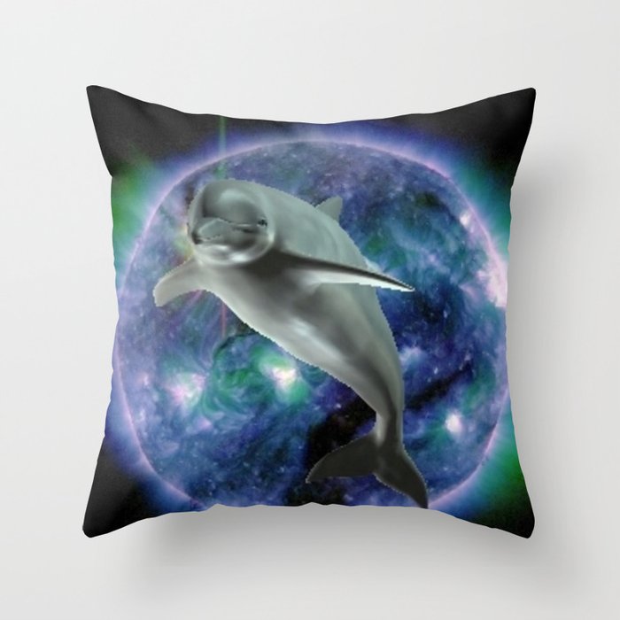 Space dolphin Throw Pillow