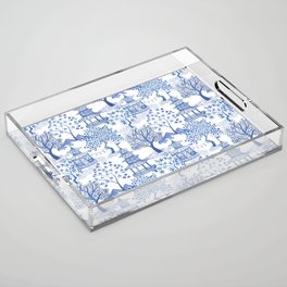 Pagoda Forest Blue and White Acrylic Tray