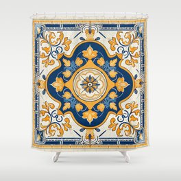 Indian Ethnic Traditional Ceramic Tile Art No1 Shower Curtain
