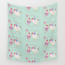 Chickens Knitting Wall Tapestry