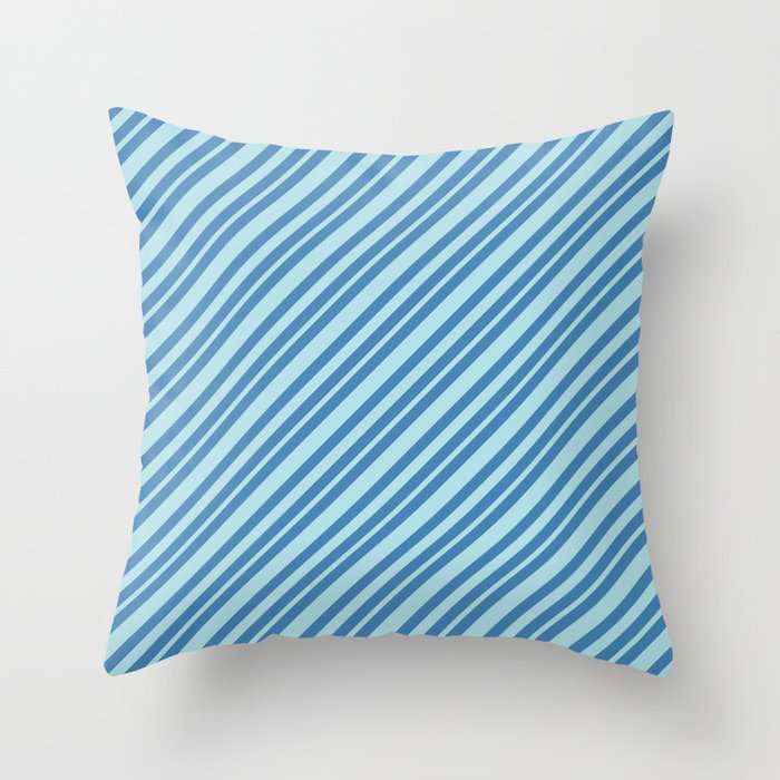 Blue & Powder Blue Colored Striped/Lined Pattern Throw Pillow